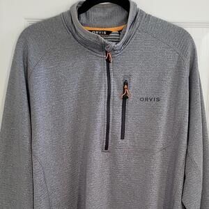XL Like-new Orvis Gray Men's Zip Athletic Long Sleeve Shirt Fleece Lined